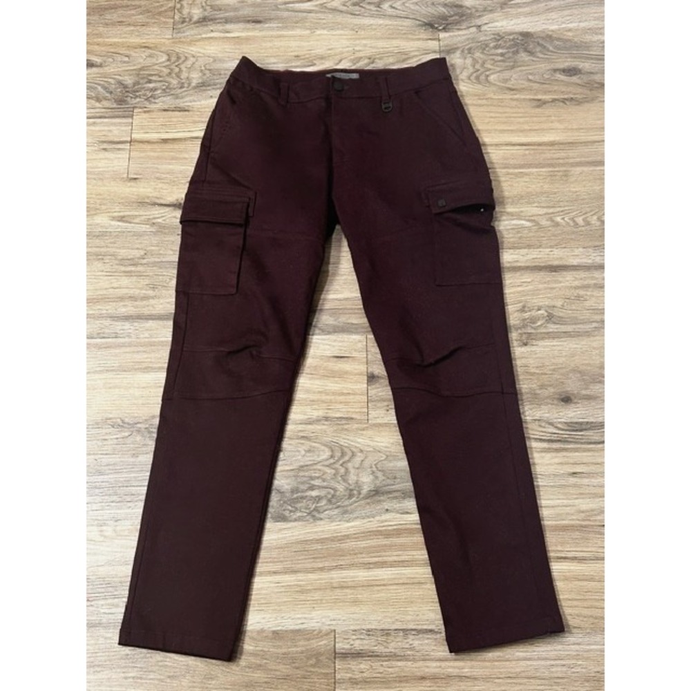Asher Jones London Mens Cargo Equestrian Riding Pants Maroon Stretch Slim 32x30